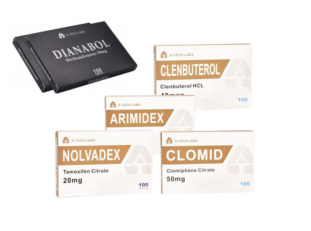 PACCHETTO ORALE PER MUSCOLI SECCHI A TECH LABS DIANABOL CLENBUTEROLO PCT 8 SETTIMANE 1