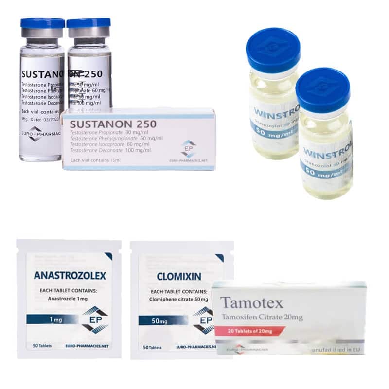 Pacchetto di livello II per l'aumento della massa magra (iniezione) Sustanon + Stanozololo (8 settimane) Euro Pharmacies