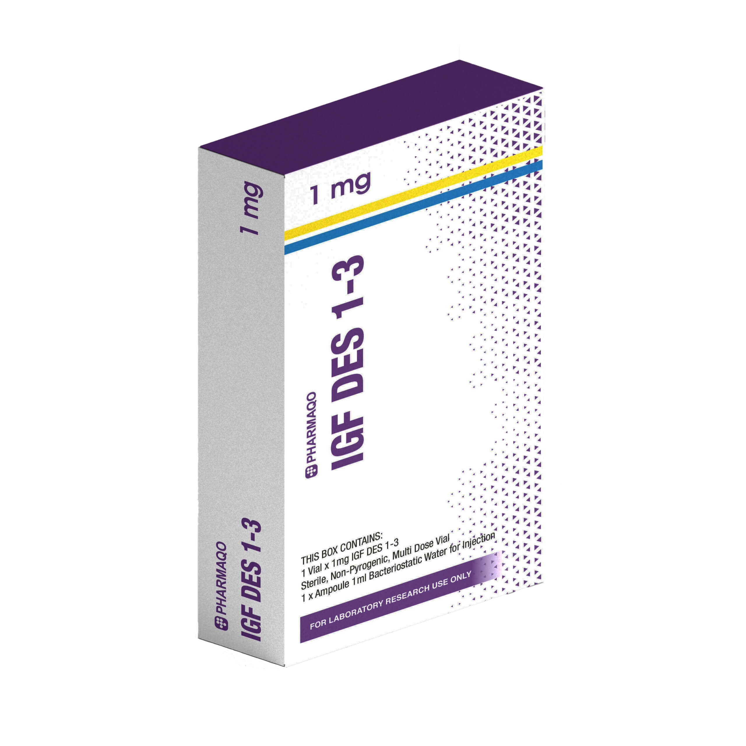 Cartone di peptidi IGF Pharmaqo in scala