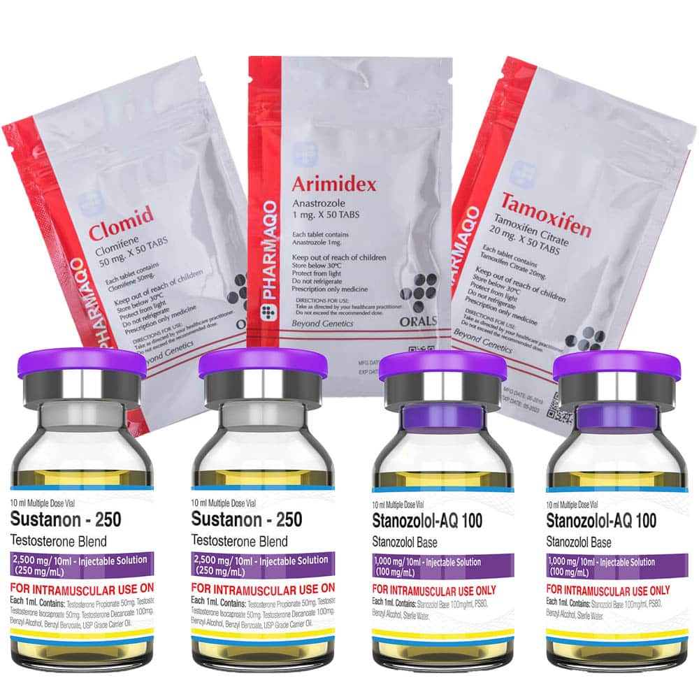 Pacchetto per l'aumento della massa magra INIEZIONE Sustanon Stanozololo 8 settimane Pharmaqo Labs