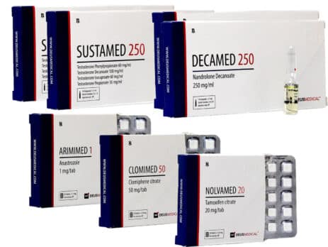 Kit per l'aumento di massa muscolare LIVELLO II INIEZIONE SUSTANON DECA PCT 8 settimane Deus Medical 463×348
