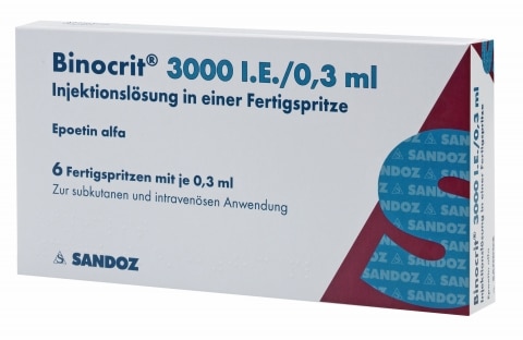 Binocrit 3000 UI 0,3 ml. 6 Soluzione iniettabile in siringhe preriempite Epoetina Alfa Sandoz