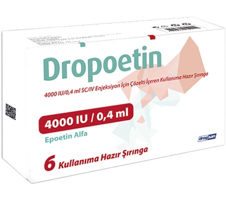 Dropotein 4000 UI 0,4 ml. 6 Soluzione iniettabile in siringhe preriempite Epoetina Alfa Drogsan