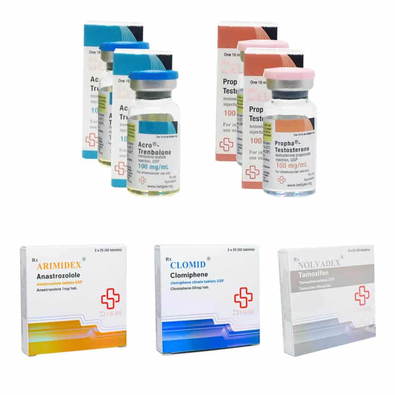 Pacchetto per l'aumento della massa muscolare magra: Testosterone propionato + Trenbergolone acetato + PCT (6 settimane) Beligas Pharmaceuticals International