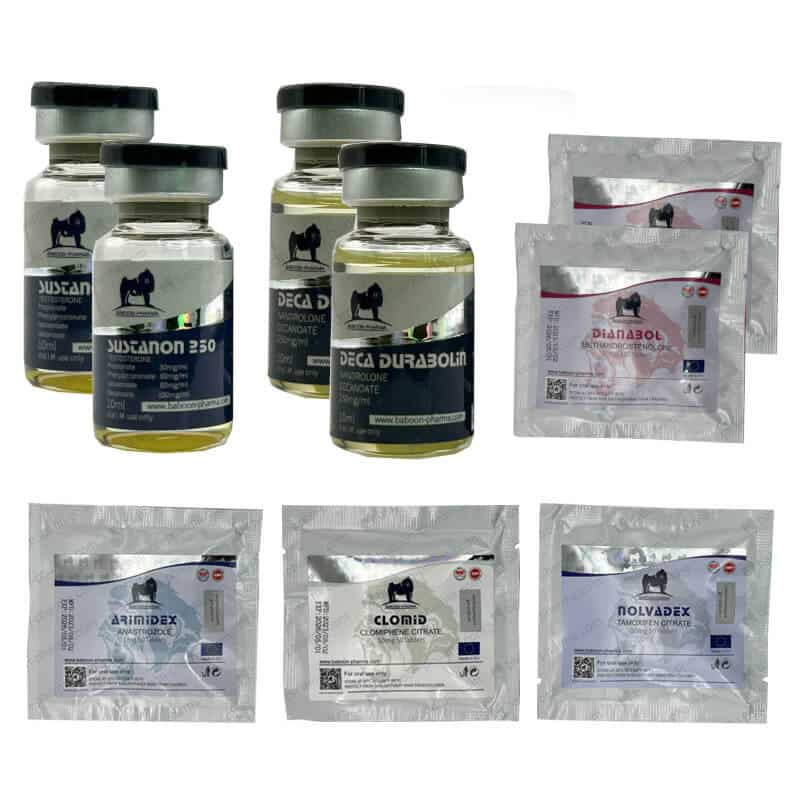 LIVELLO III (INIEZIONE) Pacchetto per l'aumento di massa: SUSTANON + DECA + DIANABOL (8 settimane) Baboon Pharma