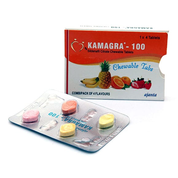 Kamagra 100 Compresse masticabili Quattro gusti Sildenafil Citrato CT 1×4 Farmacia UE
