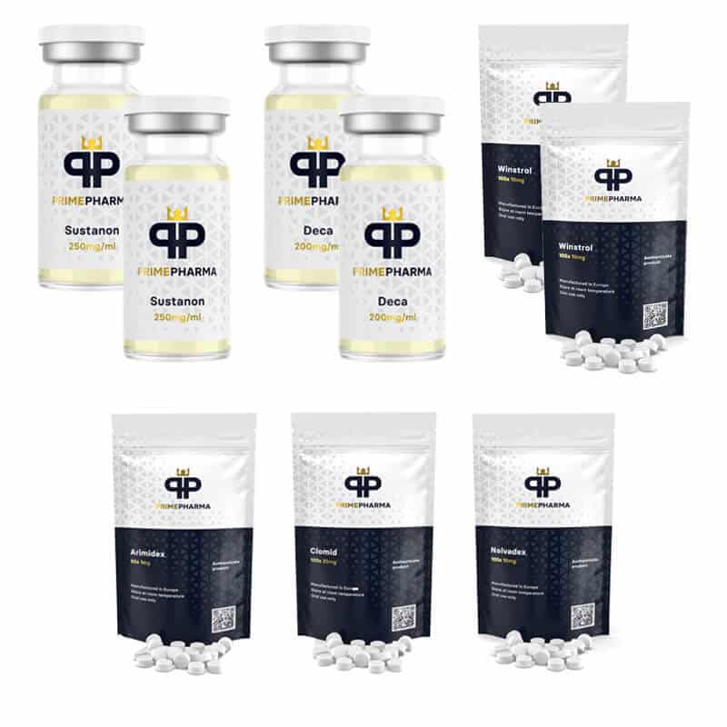 Pacchetto per massa magra INIEZIONE ORALE 8 settimane Sustanon Deca Winstrol Prime pharma