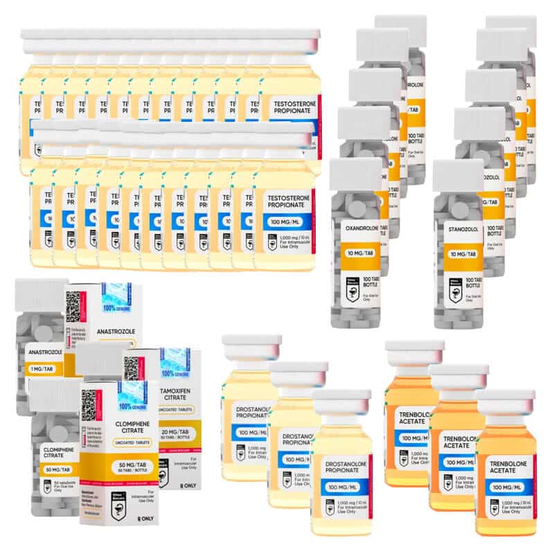 PACCHETTO ESTREMO PER L'AUMENTO DELLA MASSA MAGRA Test P Tren A Mast P Anavar Winstrol Orale 16 settimane HILMA