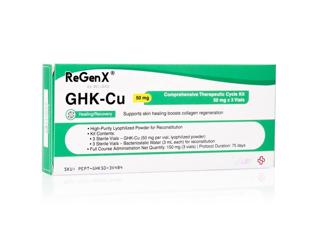 ReGenX GHK-Cu 50 mg/mL, 3 fiale (50 mg) + 3 vaschette d'acqua (3 mL) - Beligas(international)